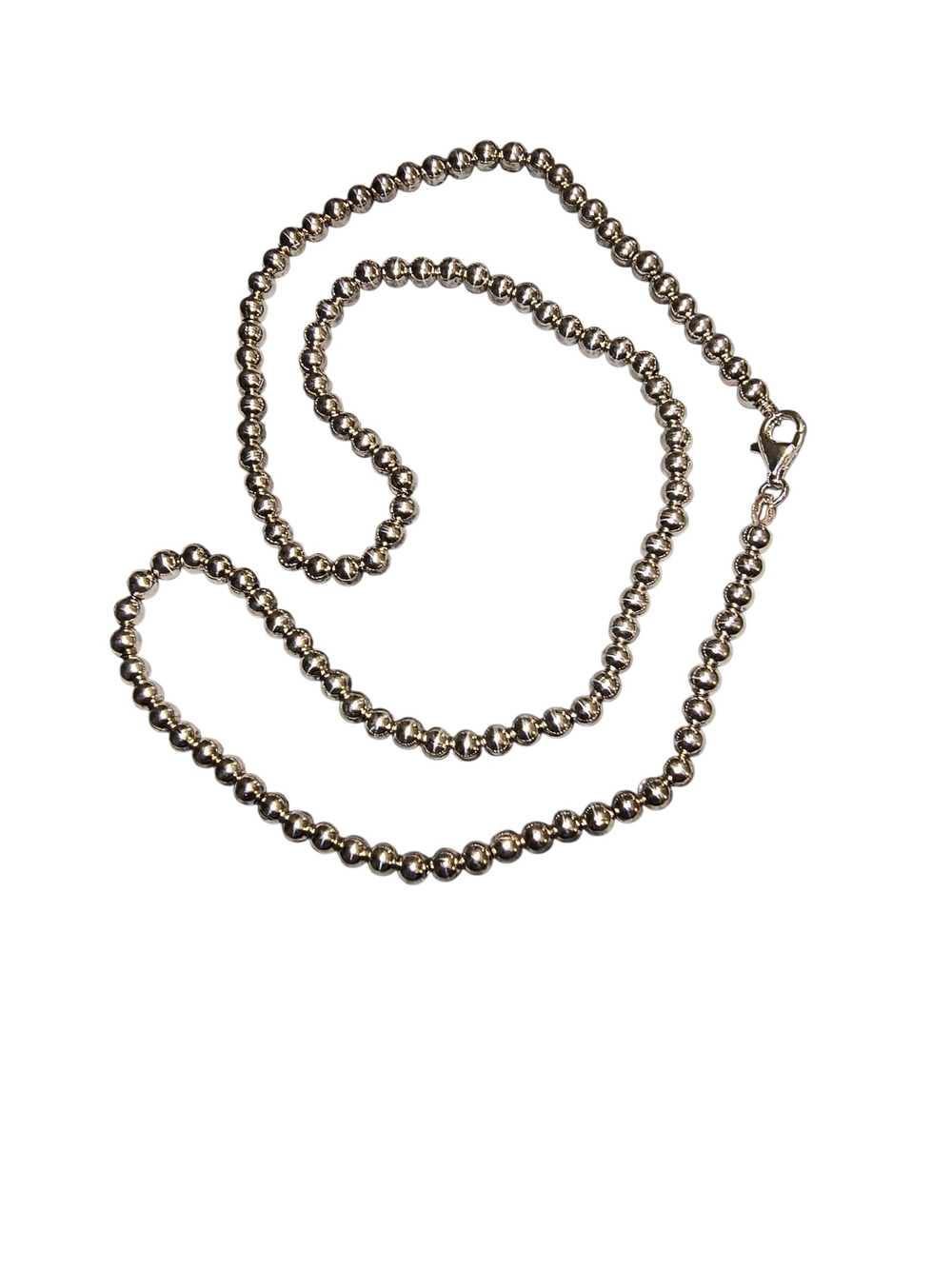 Heavy Sterling Silver Unisex Italy Beaded Chain Necklace 37 Grams - Picture 2 of 10